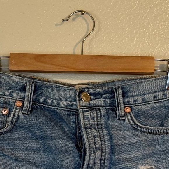 Free People We The Free Shorts Women 28 Blue Distressed Denim Cutoff Festival - Picture 3 of 8